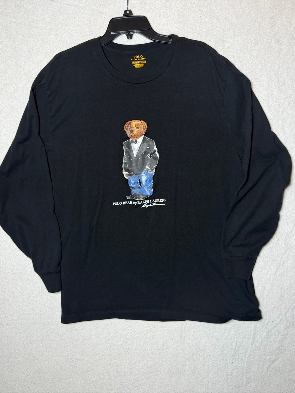 Polo Ralph Lauren Big & Tall Tuxedo Bear Long Sleeve T-Shirt Black 1XB